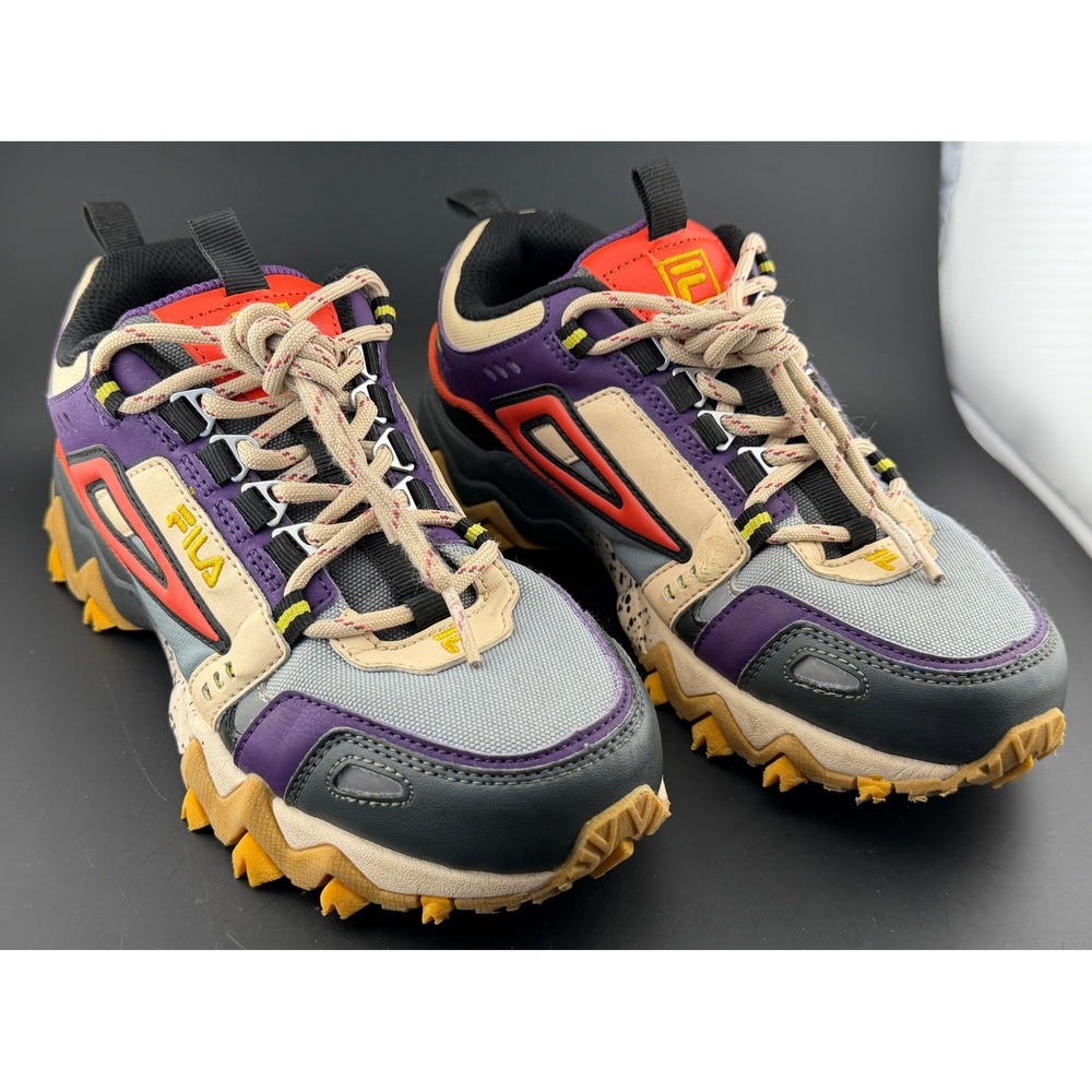 Fila Oakmont TR-Purple Orange Grey Sneakers, 3JM01690-265, Mens 4.5, Womens 6